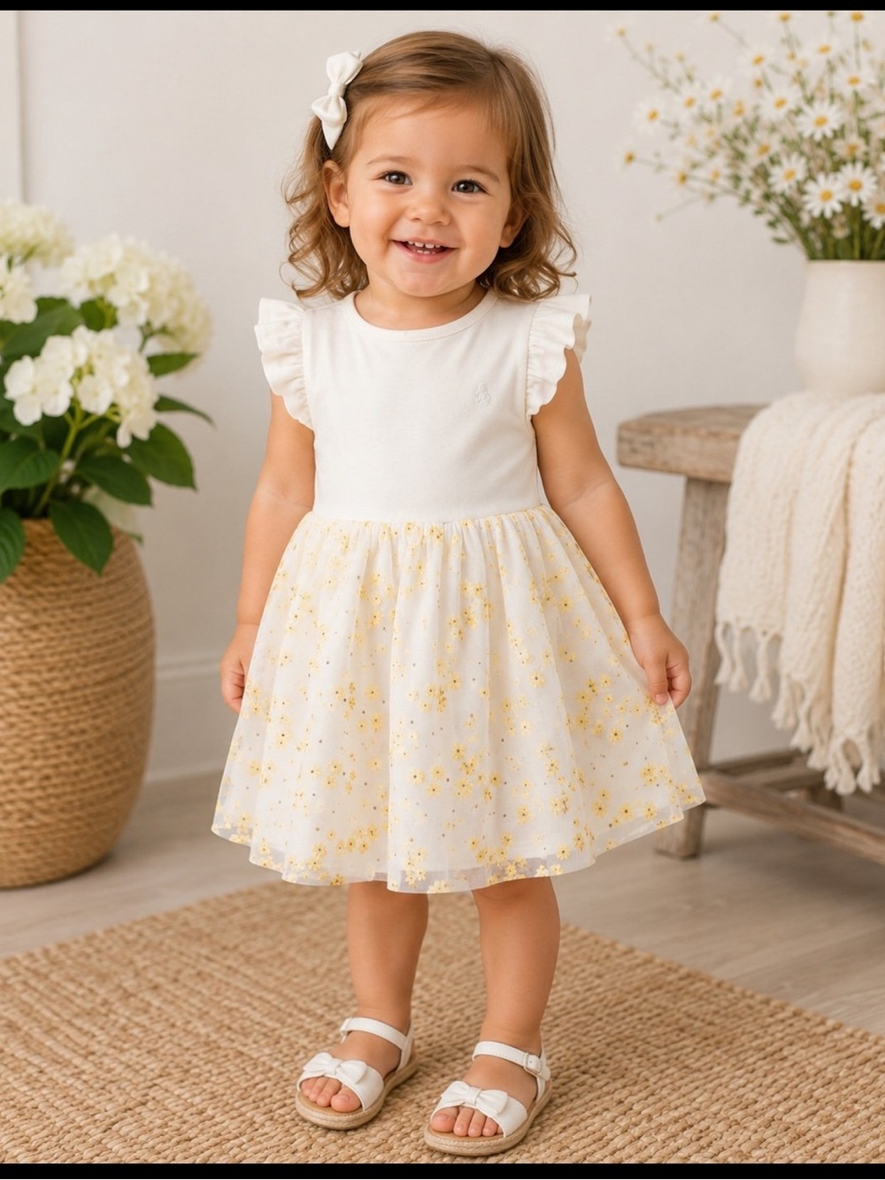 Gap Yellow Flower Tulle Dress Girls Size 2T